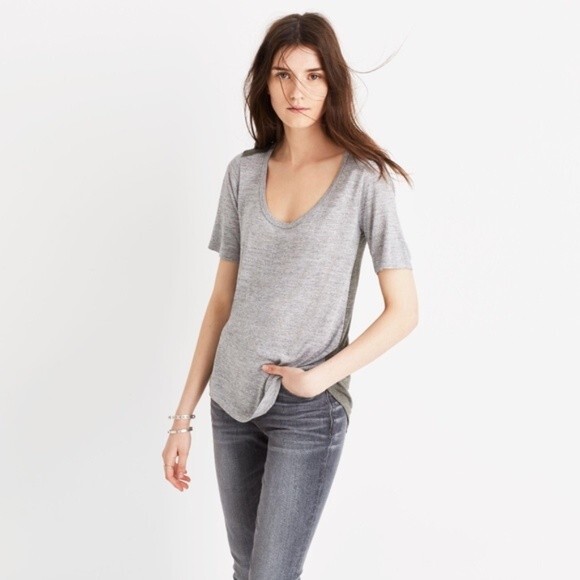 Madewell Shirt Gray Olive Two Tone Color Block Short Sleeve Top Extra Small - Picture 1 of 4